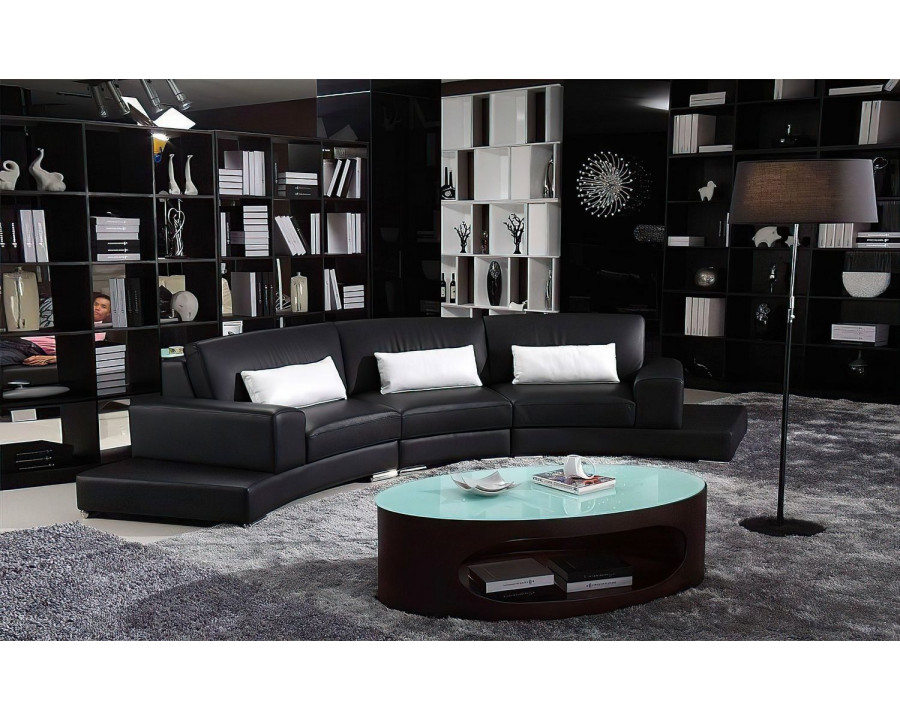 Jubilee Frida Modern Curve Shape Sectional - Black/White, Bonded Leather