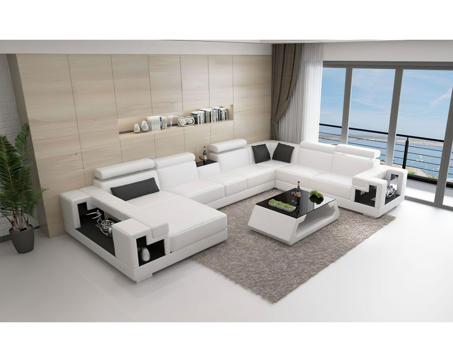 Jubilee Moore Left Hand Facing Sectional with Storage - White/Black, Bonded Leather