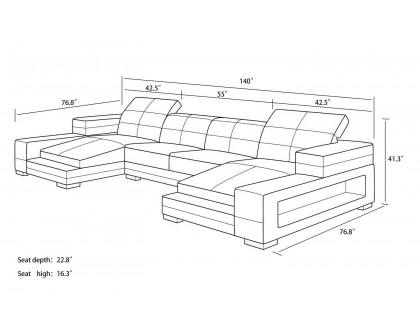 Jubilee - Ainslee Modern Sectional Couch with Led