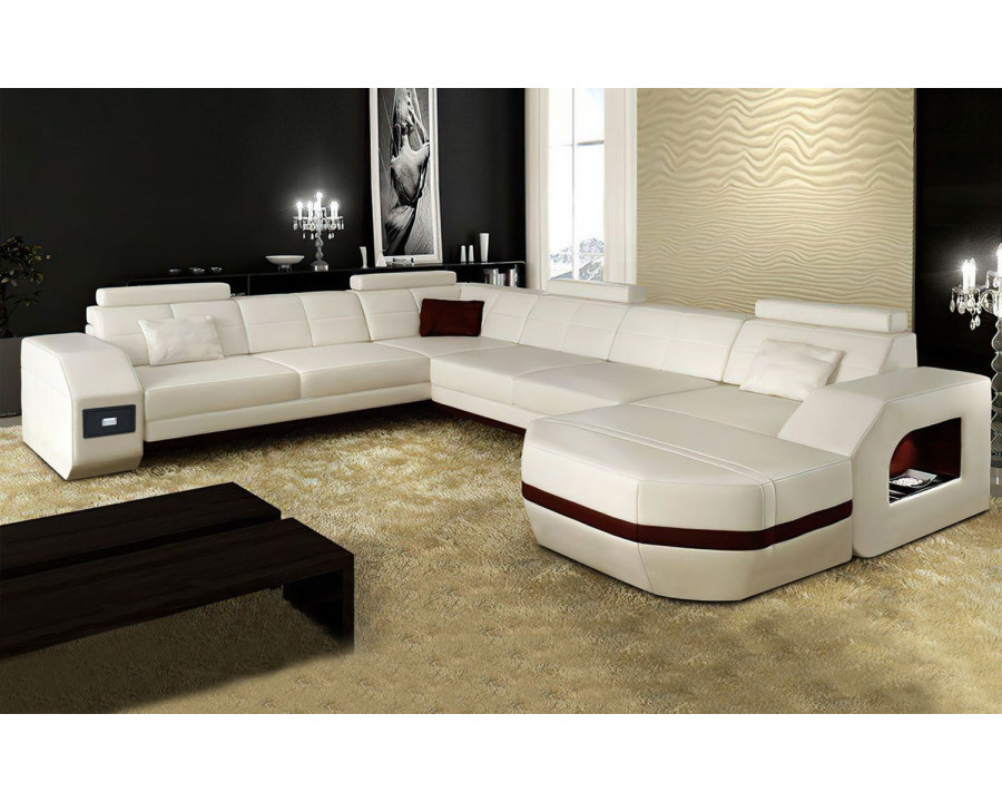 Jubilee Bolinger Left Hand Facing Sectional with Storage - White/Red, Bonded Leather