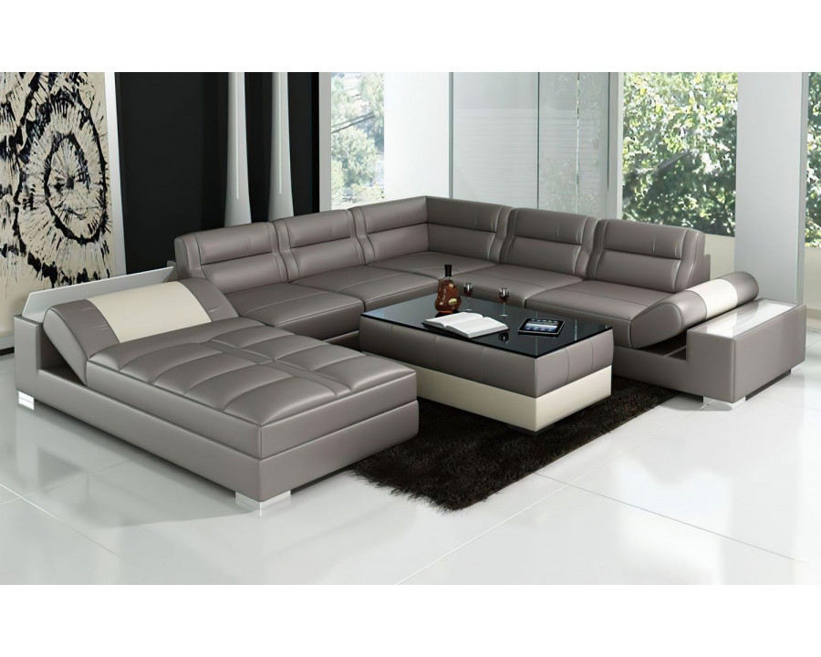 Jubilee Thataway Modern Left Hand Facing Sectional with Storage - Gray/White, Bonded Leather