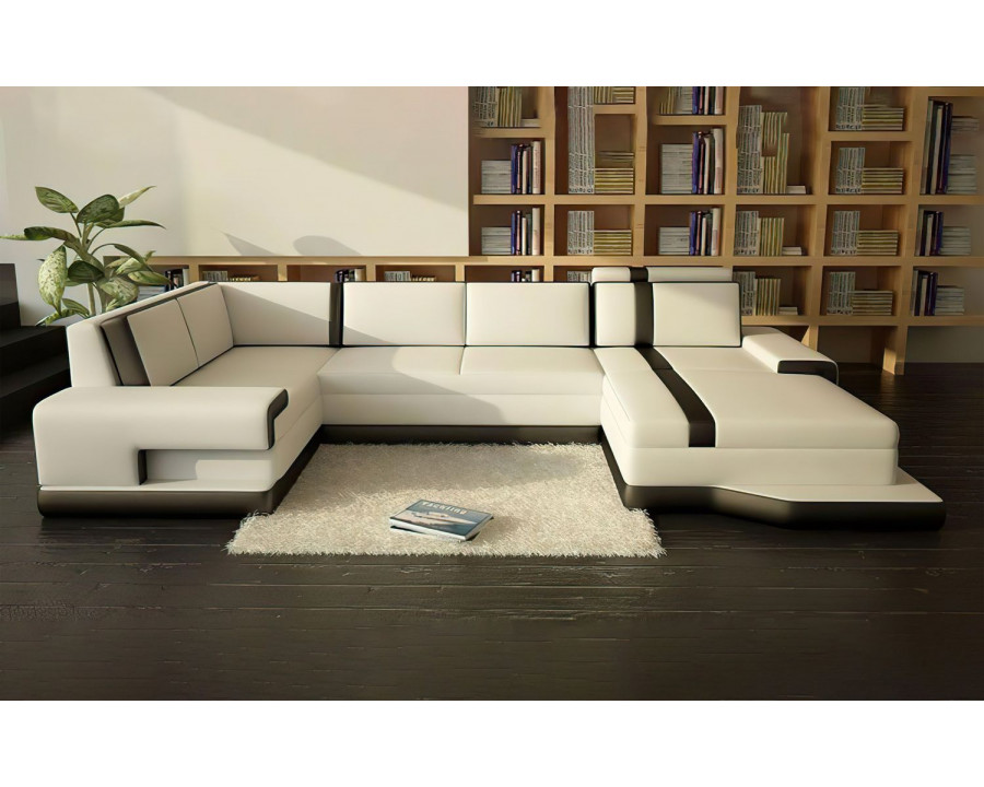 Jubilee Pawnee Left Hand Facing Sectional with Chaise - White/Black, Bonded Leather