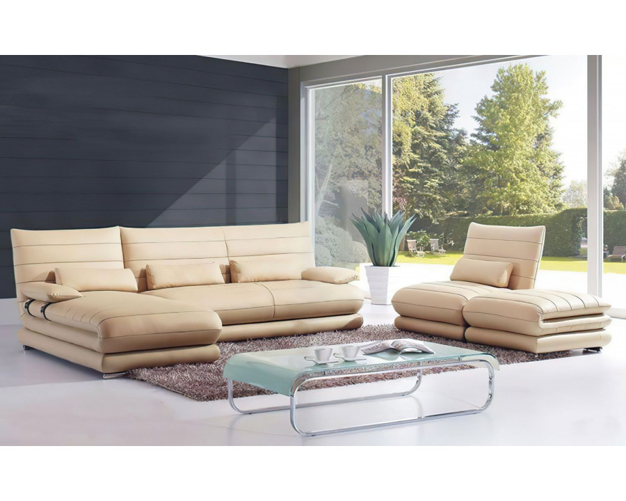 Jubilee Montgomery Left Hand Facing Sectional with Ottoman - Beige, Bonded Leather