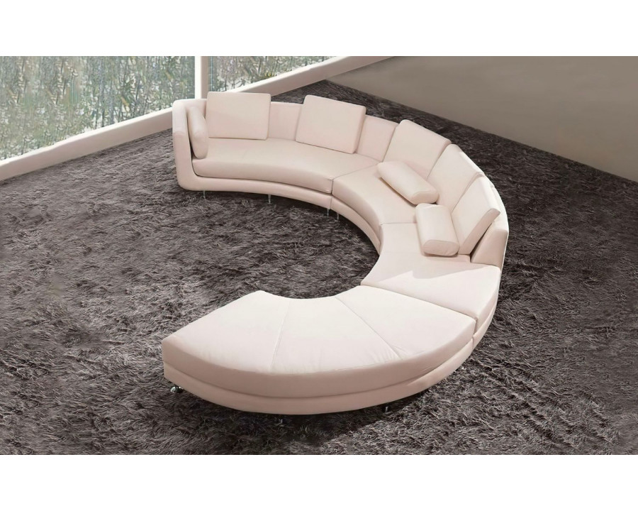 Jubilee Freida Curve Shape Right Hand Facing Sofa - White, Bonded Leather