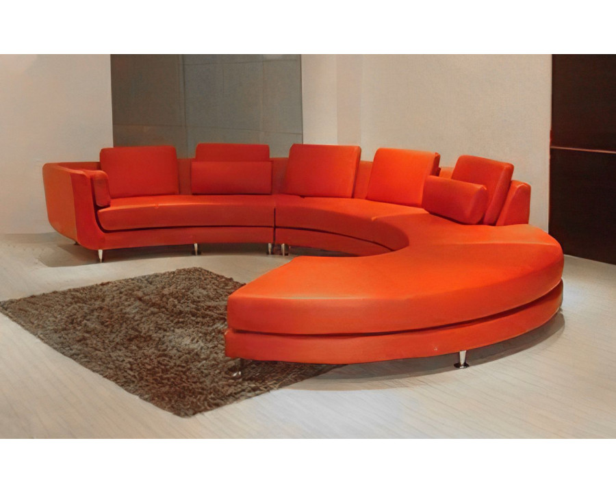 Jubilee Freida Curve Shape Right Hand Facing Sofa - Orange, Bonded Leather