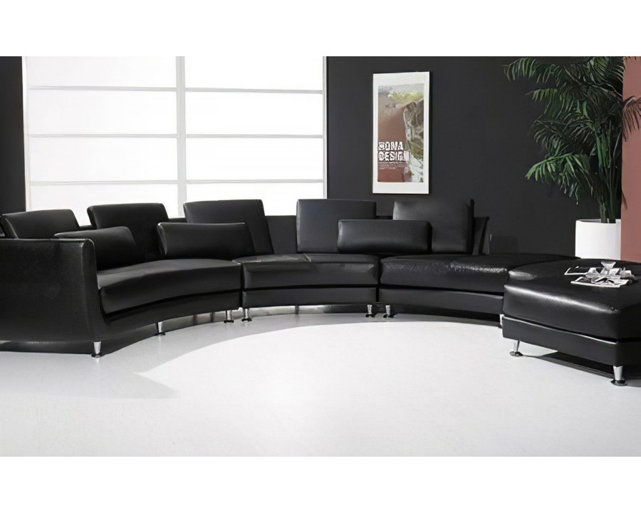 Jubilee Freida Curve Shape Right Hand Facing Sofa - Black, Bonded Leather