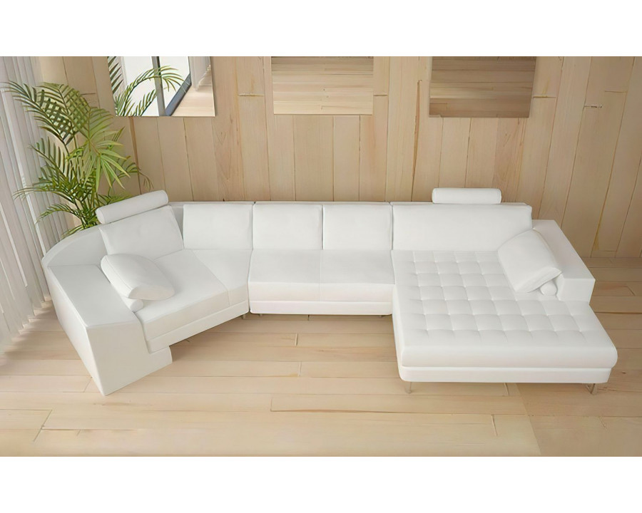 Jubilee Lyric Small Right Hand Facing Sectional with Tufted Chaise - White, Bonded Leather