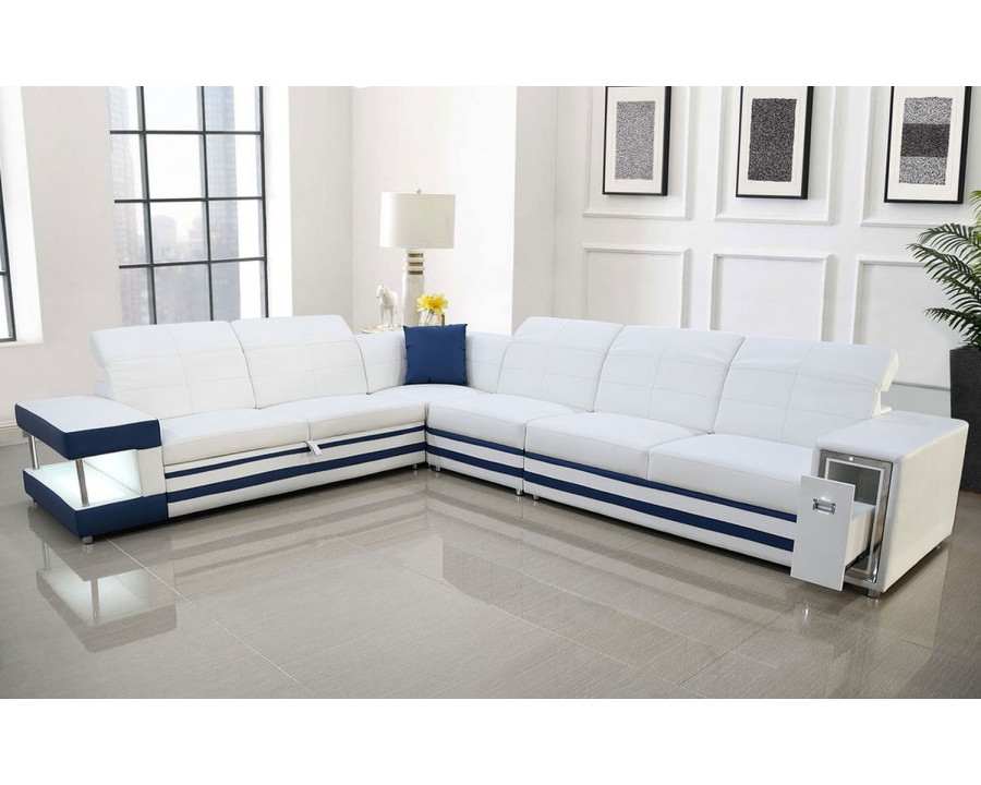 Jubilee Lundberg Right Hand Facing Sectional with Console - White/Red, Bonded Leather