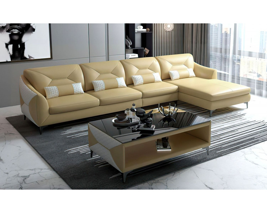 Jubilee Bysic Small Right Hand Facing Sectional with Chaise - Beige/White, Bonded Leather