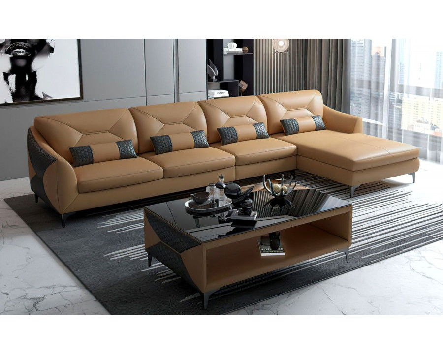 Jubilee Bysic Small Right Hand Facing Sectional with Chaise - Brown/Gray, Bonded Leather