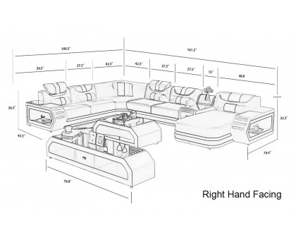 Jubilee - Oject Modern Right Hand Facing Sectional with Led