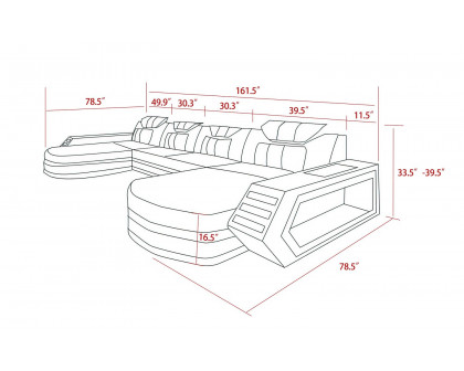 Jubilee - Keenan Modern U-Shape Sectional with Leds