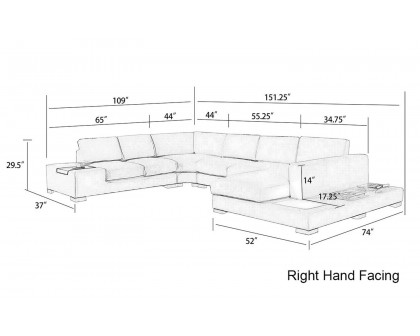 Jubilee - Snoe Modern Right Hand Facing Sectional with Led