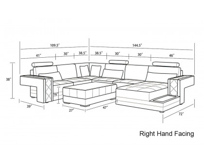 Jubilee - Cuko Modern Large Right Hand Facing Sectional with Led