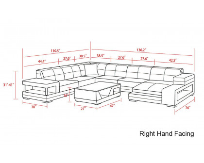 Jubilee - Paramount Right Hand Facing Sectional with Led