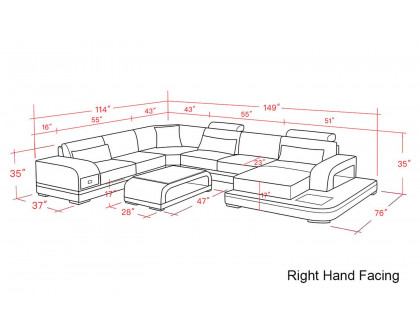 Jubilee - Everly Right Hand Facing Sectional with Leds