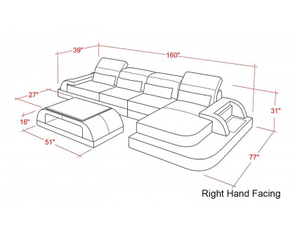 Jubilee - Brosnan Right Hand Facing Sectional with Led