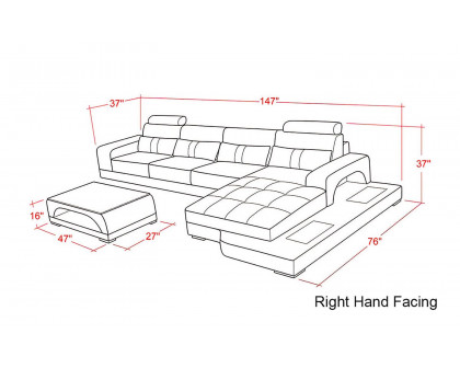 Jubilee - Kendrick Right Hand Facing Sectional with Adjustable Headrest