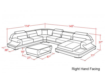 Jubilee - Josia Large Right Hand Facing Sectional Sofas with Adjustable Headrest