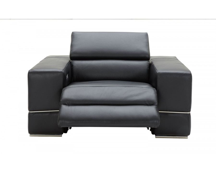 Jubilee Yily Modern Recliner Armchair - Black, Top Grain Italian Leather