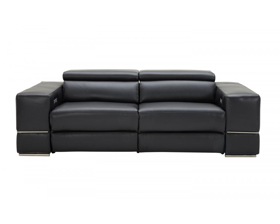 Jubilee Yily Modern Recliner Loveseat - Black, Top Grain Italian Leather