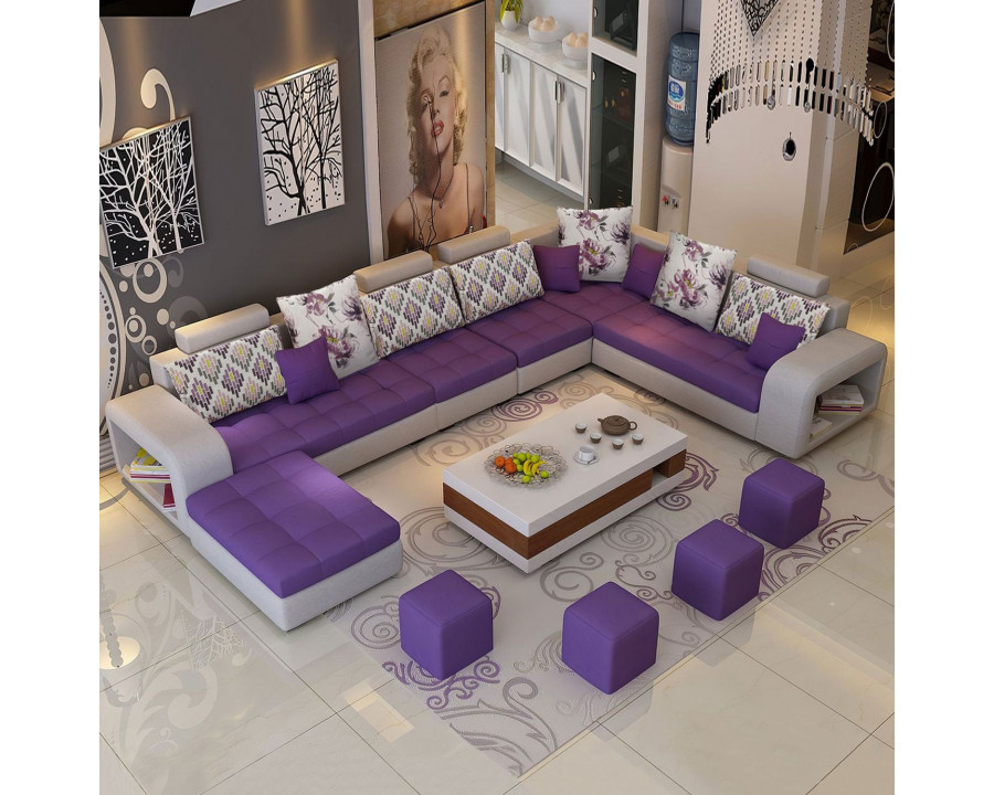 Jubilee Selena Style E Modular Tufted Sectional - Purple/Light Gray, Fabric