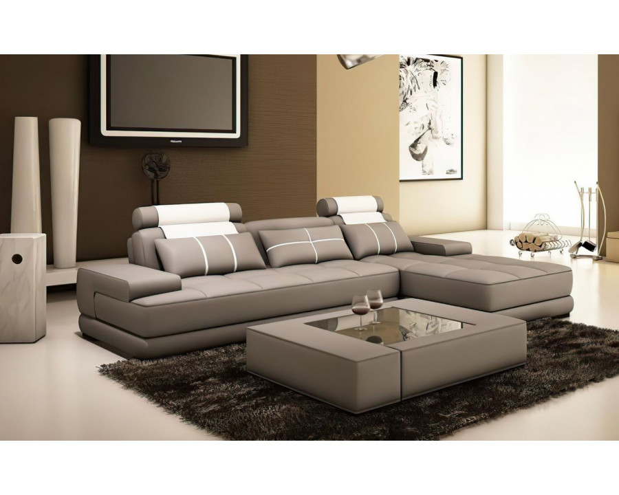 Jubilee Juke Small Right Hand Facing Sectional - Gray/White, Bonded Leather