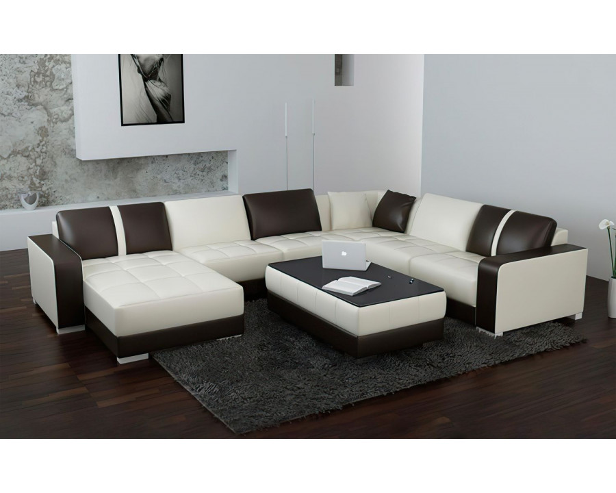 Jubilee Ceaira Modern Modular Tufted Left Hand Facing Sectional - White/Black, Bonded Leather