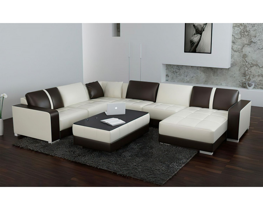 Jubilee Ceaira Modern Modular Tufted Right Hand Facing Sectional - White/Black, Bonded Leather