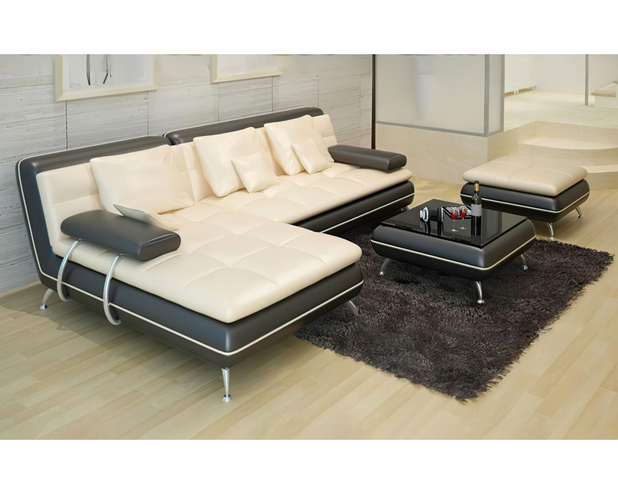 Jubilee Uldir Mini Modern Left Hand Facing Sectional - White/Black, Bonded Leather