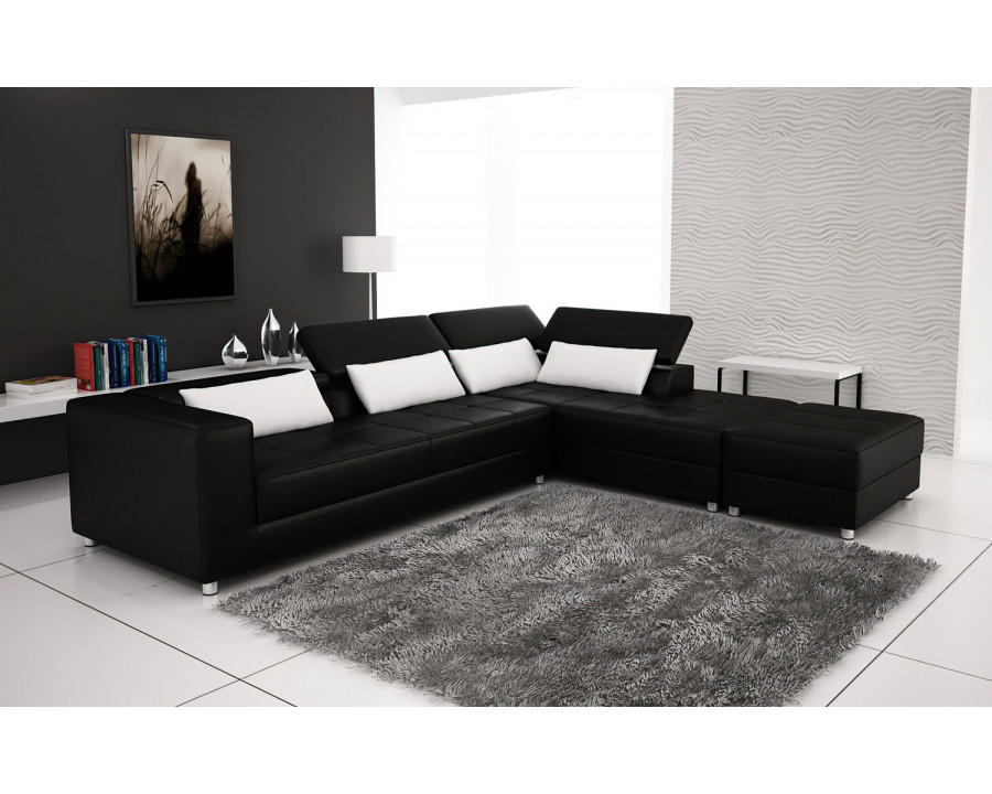 Jubilee Erial Modern Left Hand Facing Sectional - Black, Bonded Leather