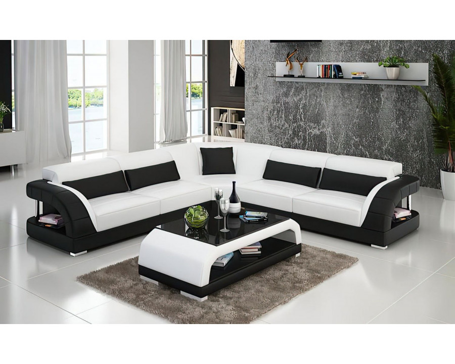 Jubilee Monte Modern Sectional - White/Black, Bonded Leather