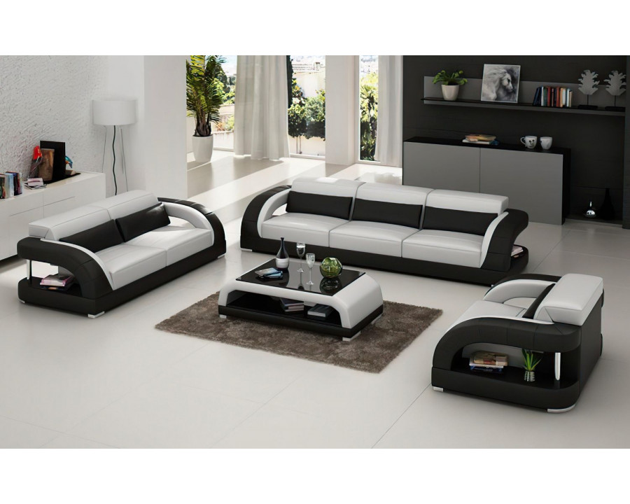 Jubilee Monte Modern Sofa Set - White/Black, Bonded Leather