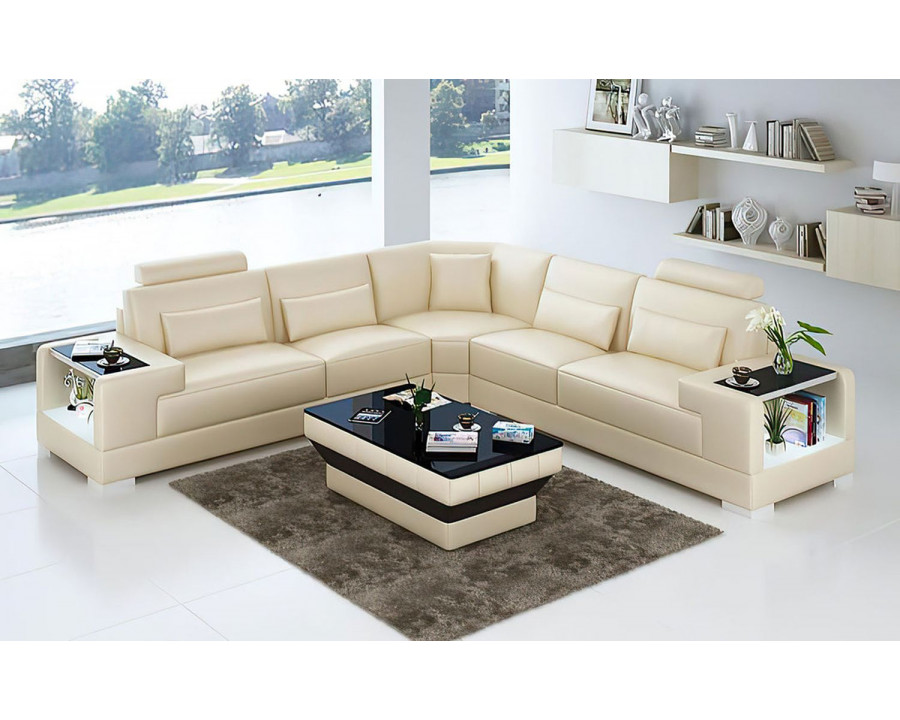 Jubilee Giana Modern Sectional - Beige, Bonded Leather