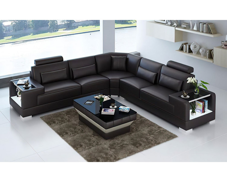 Jubilee Giana Modern Sectional - Dark Brown, Bonded Leather