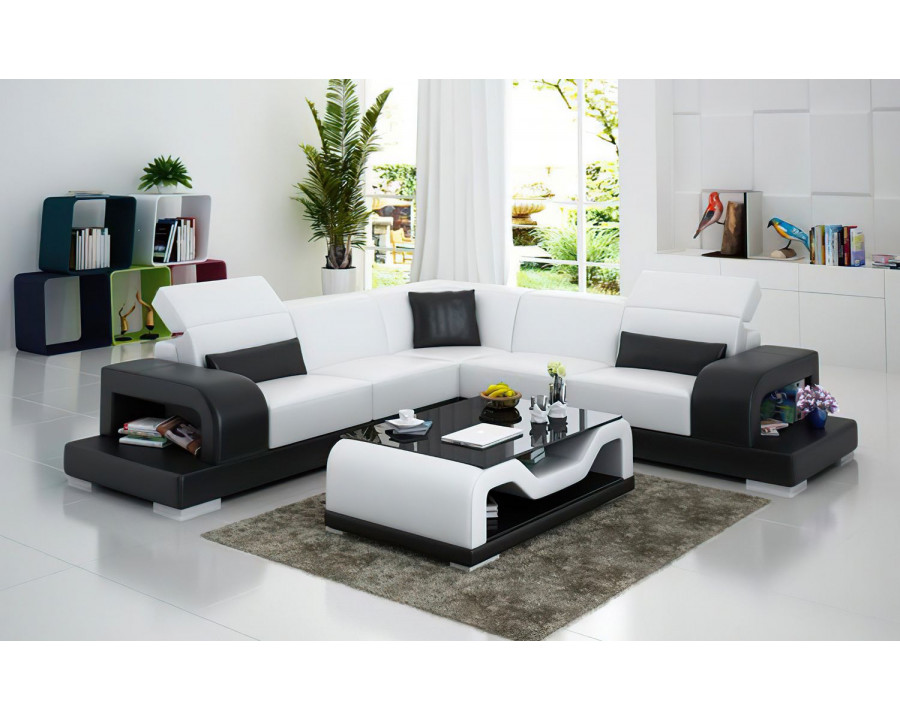 Jubilee Gara Modern Sectional - White/Black, Bonded Leather