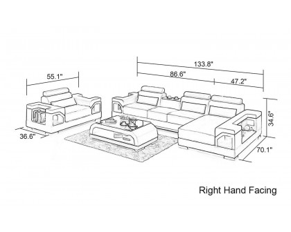 Jubilee - Talos Small Modern Right Hand Facing Sectional with Armrest Chair