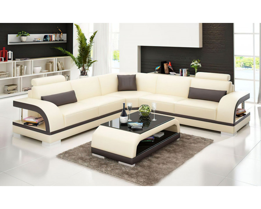 Jubilee Nexso Modern Sectional - Beige/Dark Brown, Bonded Leather