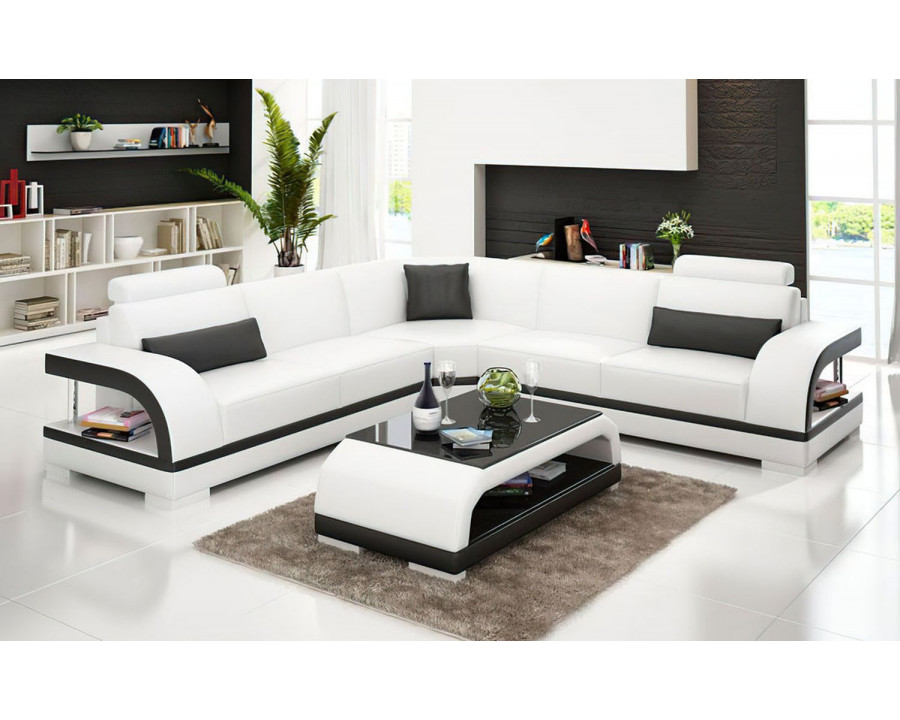 Jubilee Nexso Modern Sectional - White/Black, Bonded Leather