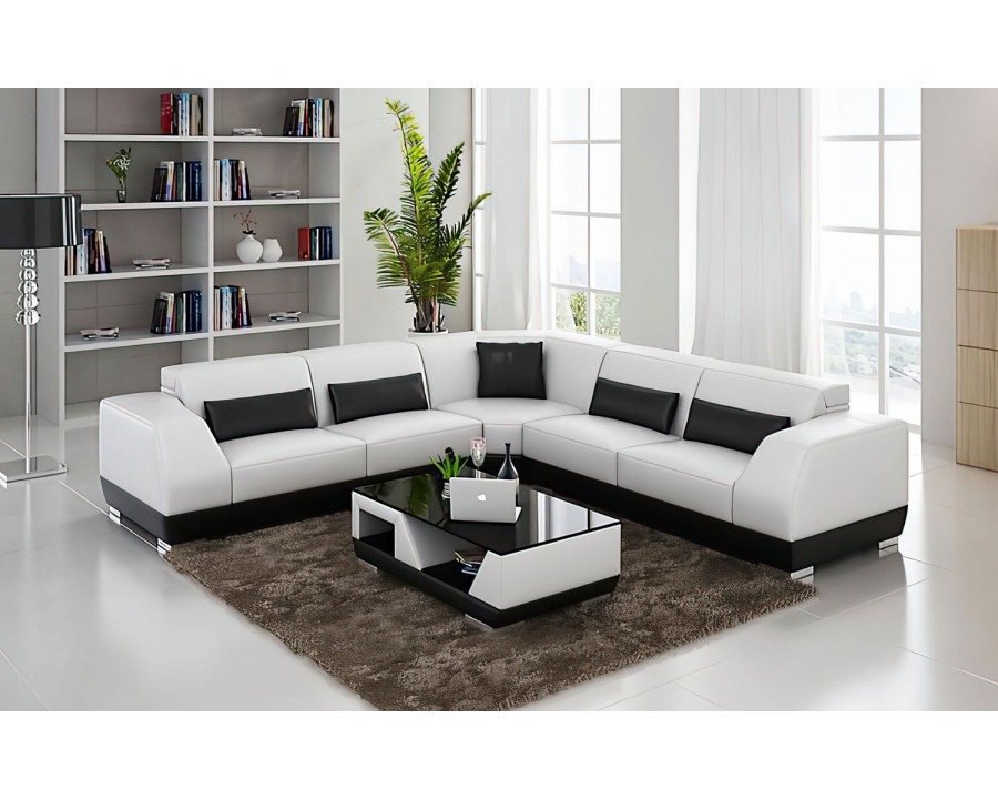 Jubilee Amanda Modern Sectional - White/Black, Bonded Leather