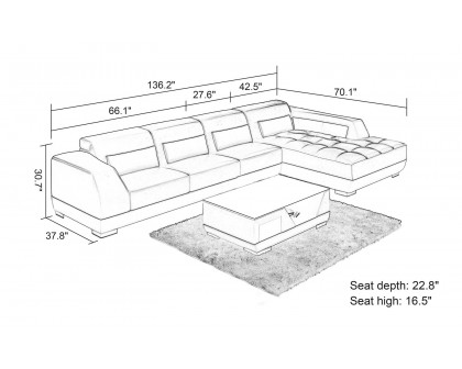 Jubilee - Amanda Small Modern Right Hand Facing Sectional with Tufted Chaise