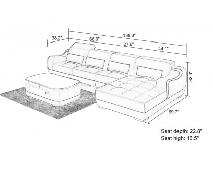 Jubilee - Amir Small Modern Right Hand Facing Sectional with Tufted Chaise