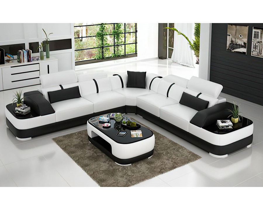 Jubilee Grimdale Modern Sectional - White/Black, Bonded Leather