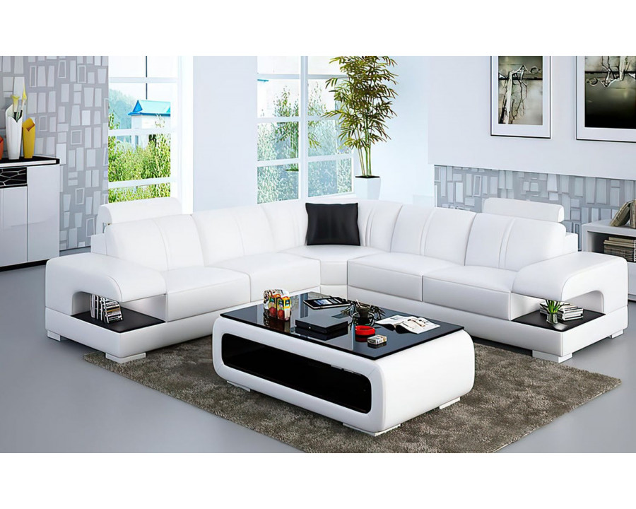 Jubilee Elza Modern Sectional - White/Black, Bonded Leather