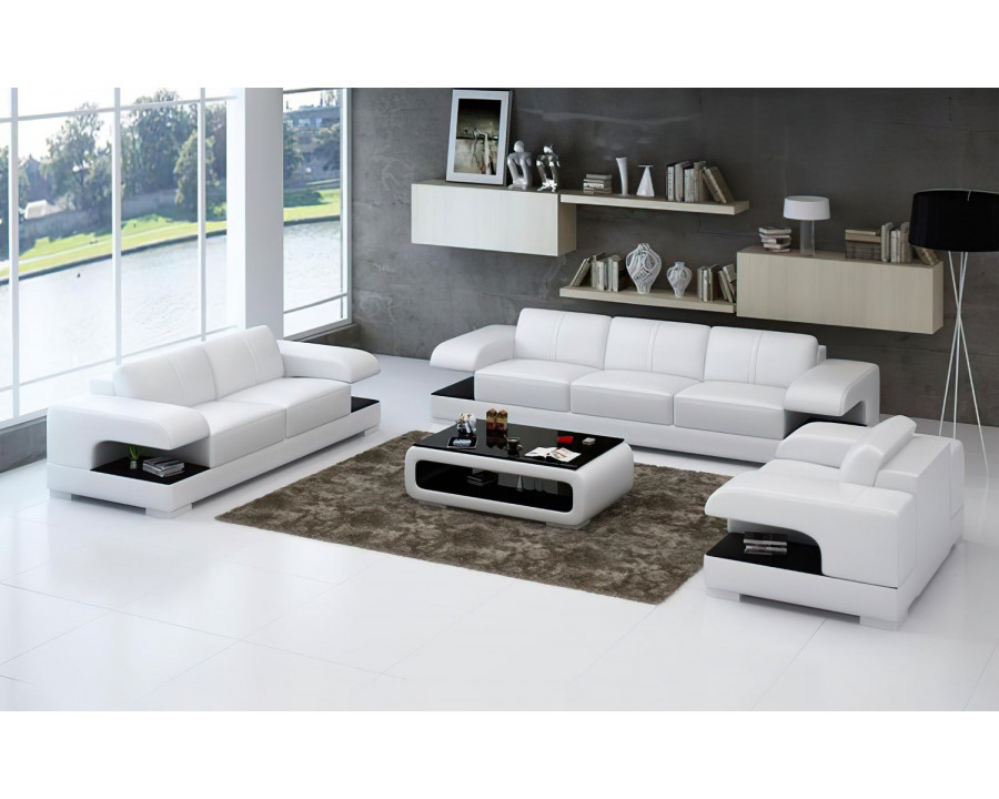 Jubilee Elza Modern Sofa Set - White/Black, Bonded Leather