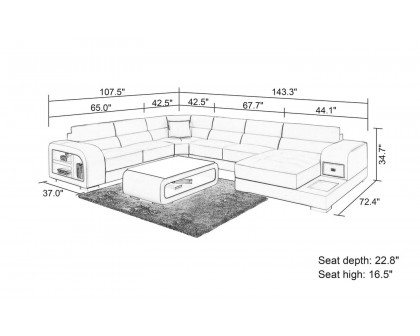 Jubilee - Poris Modern U-Shape Right Hand Facing Sectional with Led