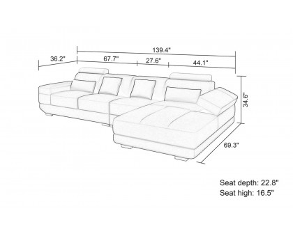 Jubilee - Gileanas Small Modern Right Hand Facing Sectional