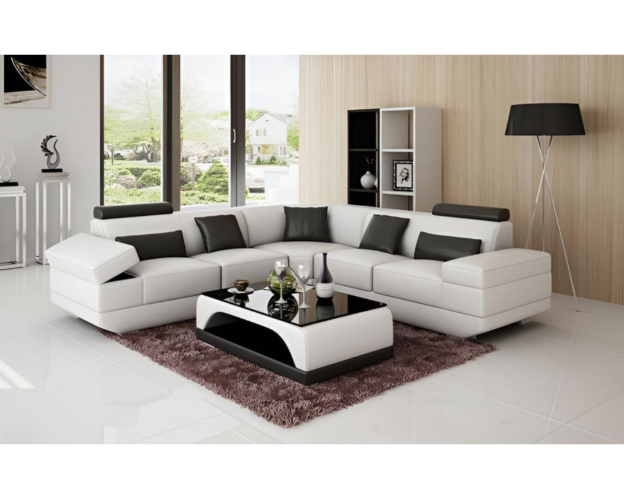 Jubilee Gileanas Modern Sectional - White/Black, Bonded Leather