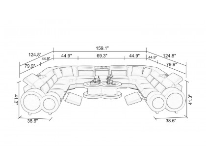 Jubilee - Aetius Xl Modern U-Shape Sectional with Recliner