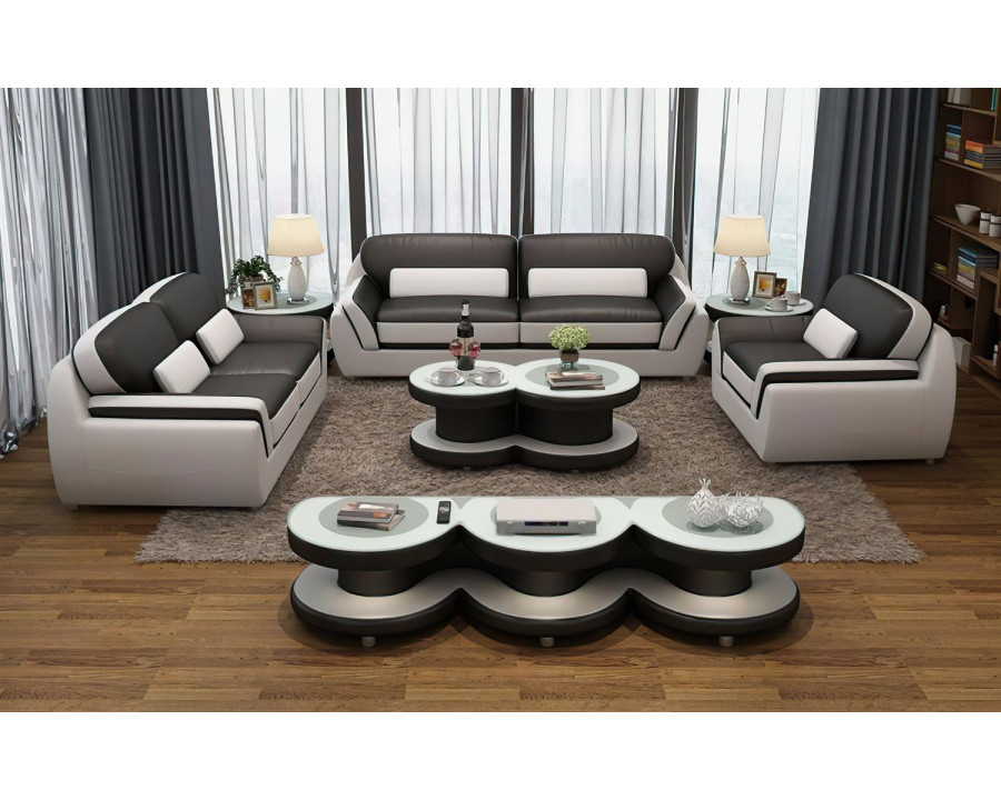 Jubilee Atlas Modern Sofa Set - Black/White, Bonded Leather